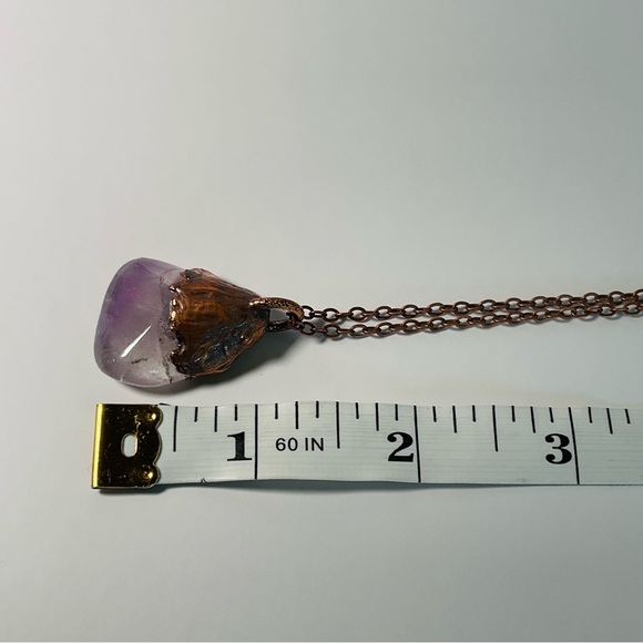 Copper Necklace Amethyst Gem Stone Handmade Jewelry Purple Pendant 18” Chain - Picture 10 of 12